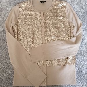 Ann Taylor gold sequined cardigan size xs
